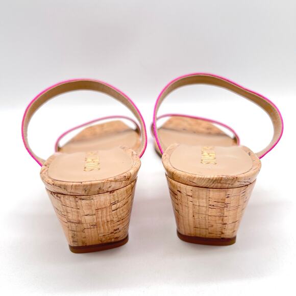 STUART WEITZMAN Aleena 50 Wedge Sandal Womens 8 Metallic Hot Pink Slide Cork - Picture 3 of 10